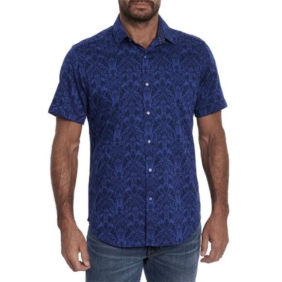 NWOT Men's Robert Graham Highland Button Front Navy Floral Shirt Size SMALL - Picture 1 of 5